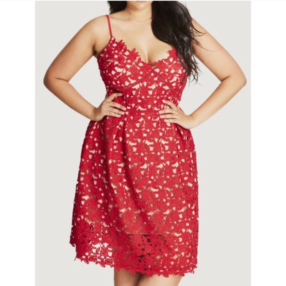 City Chic Red Lace Dress